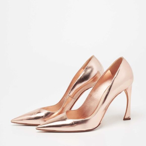 Dior Rose Gold  Leather Cherie Pointed Toe Pumps Size 40.5 - Picture 2 of 4